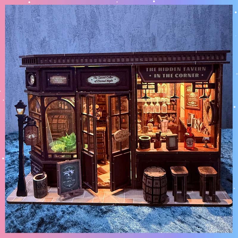 Model Kit Wood - DIY Mini House Corner Tavern Model