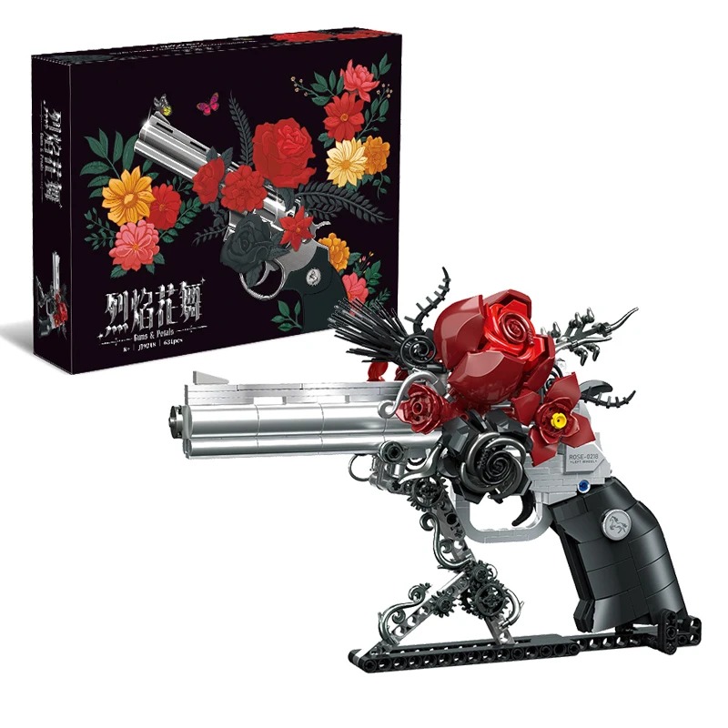 Model Kit Revolver - 631pcs Rose Revolver Gun Building Blocks