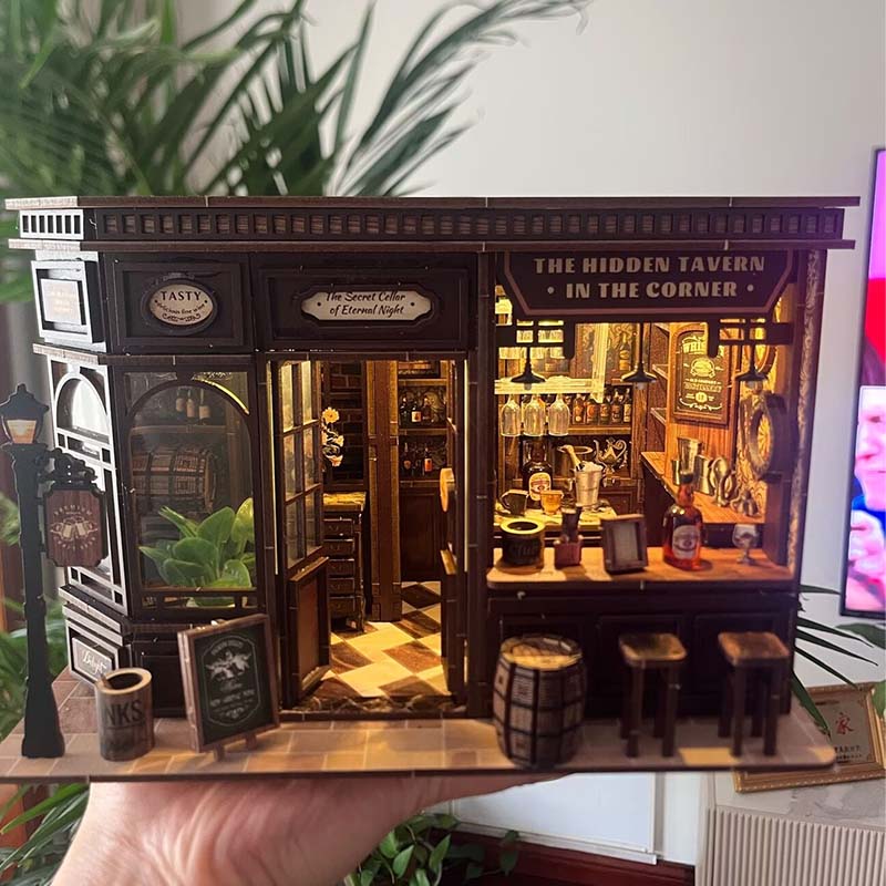 DIY Mini House Corner Tavern M - Model Kit Wood ulasan dan harga