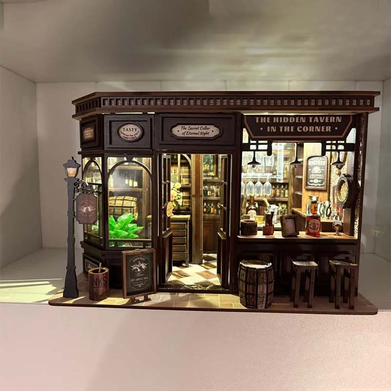 DIY Mini House Corner Tavern M - Model Kit Wood ulasan dan harga
