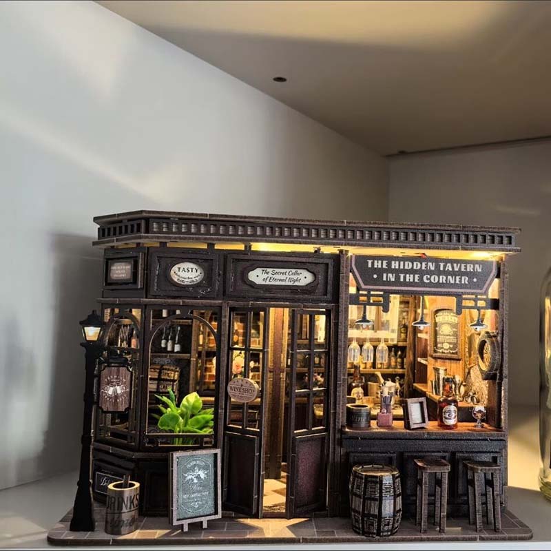 DIY Mini House Corner Tavern M - Model Kit Wood ulasan dan harga