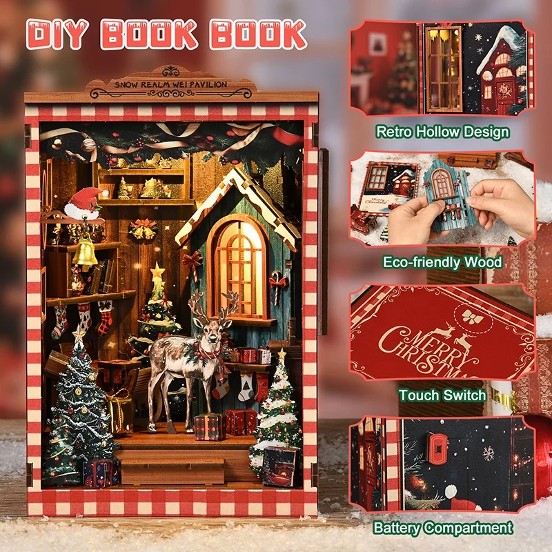 Christmas Book Nook Kit DIY 3D - Model Kit Wood ulasan dan harga