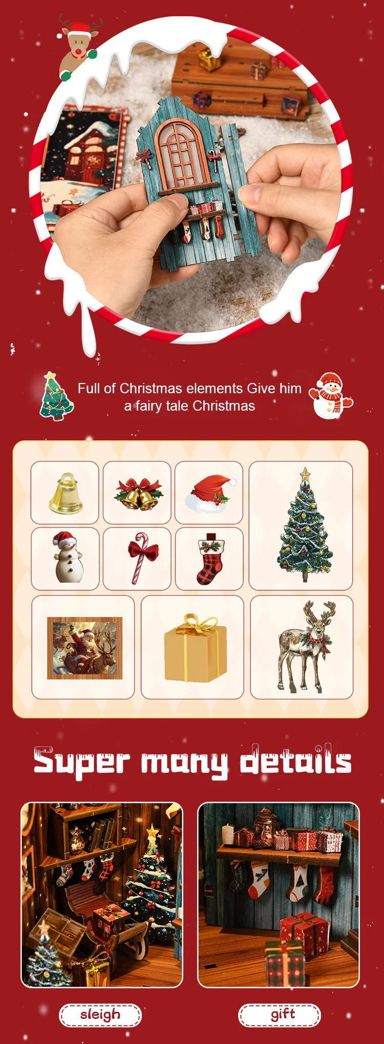 Christmas Book Nook Kit DIY 3D - Model Kit Wood ulasan dan harga